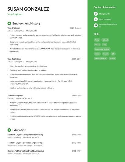 Voip Engineer Resume