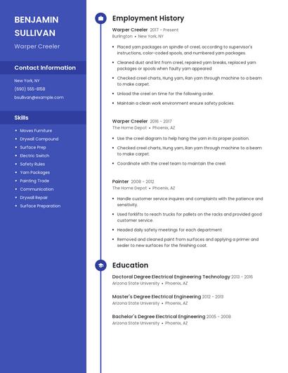 Warper Creeler Resume