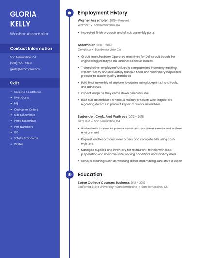 Washer Assembler Resume