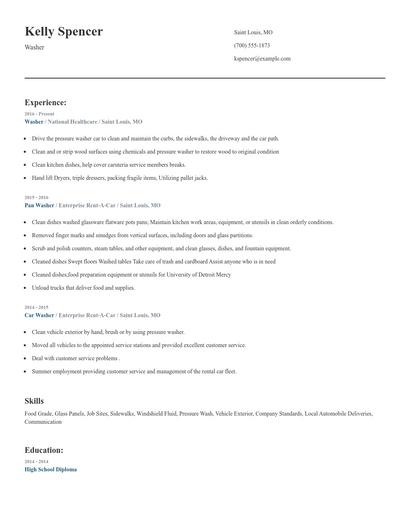 Washer Resume