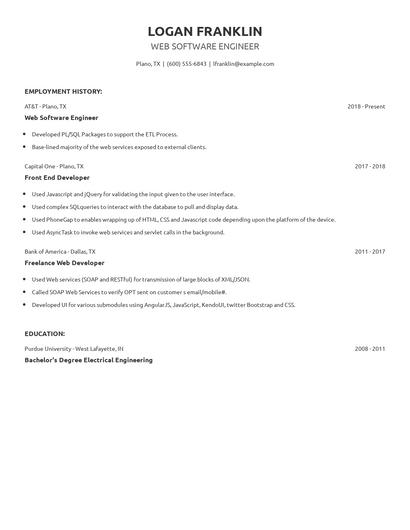 Web Software Engineer Resume