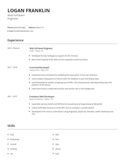 Web Software Engineer Resume
