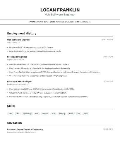 Web Software Engineer Resume