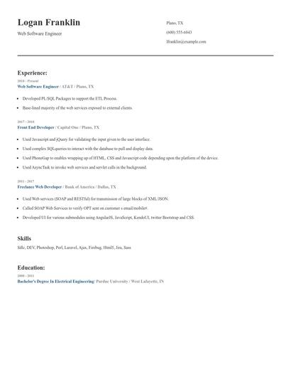 Web Software Engineer Resume