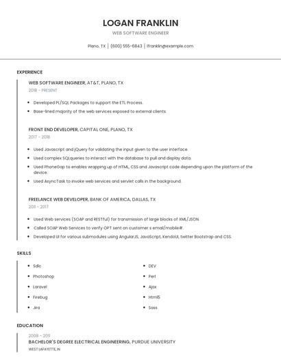 Web Software Engineer Resume