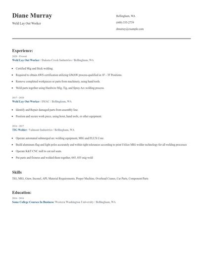 Weld Lay Out Worker Resume