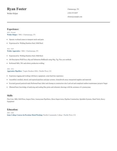 Welder Helper Resume