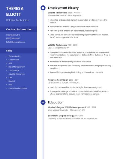 Wildlife Technician Resume