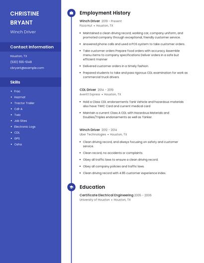 Winch Driver Resume