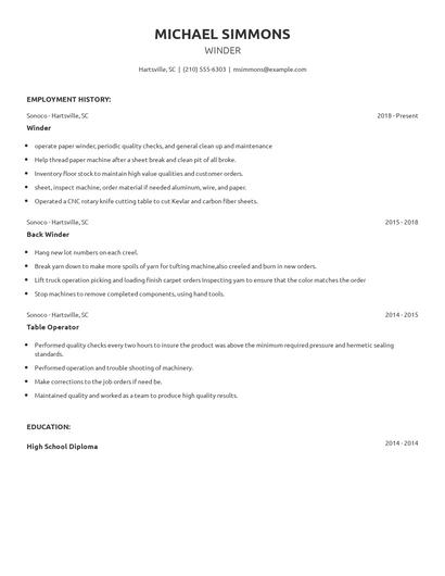 Winder Resume