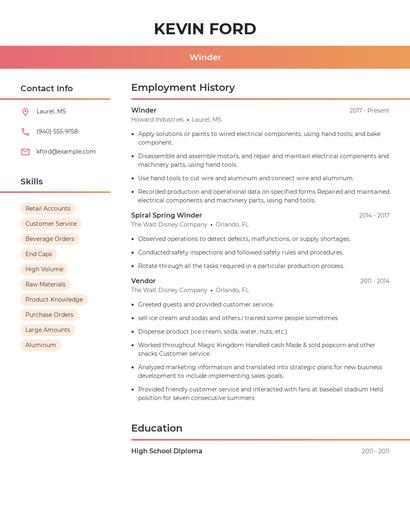 Winder Resume