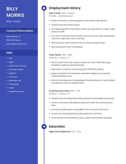 Wire Tester Resume
