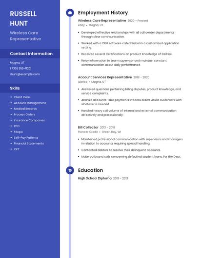 Wireless Care Representative Resume