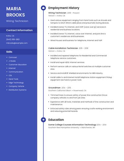 Wiring Technician Resume