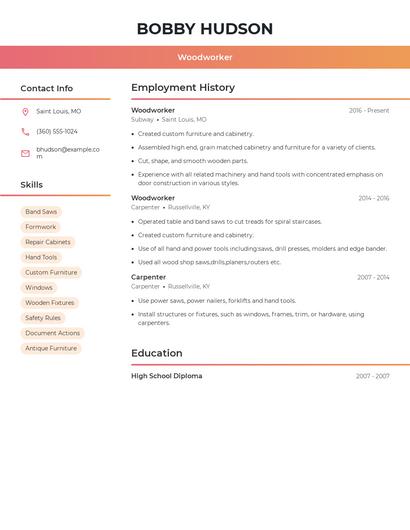 Woodworker Resume