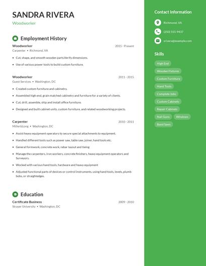 Woodworker Resume