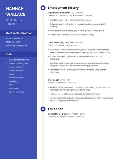 World History Teacher Resume