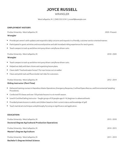 Wrangler Resume