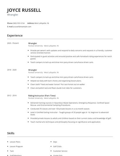 Wrangler Resume