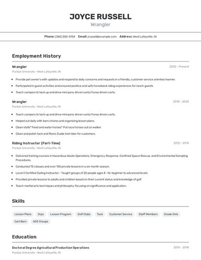 Wrangler Resume