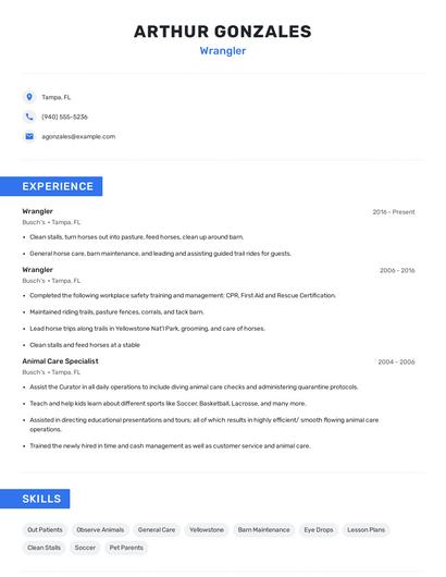Wrangler Resume