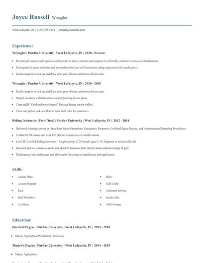 Wrangler Resume