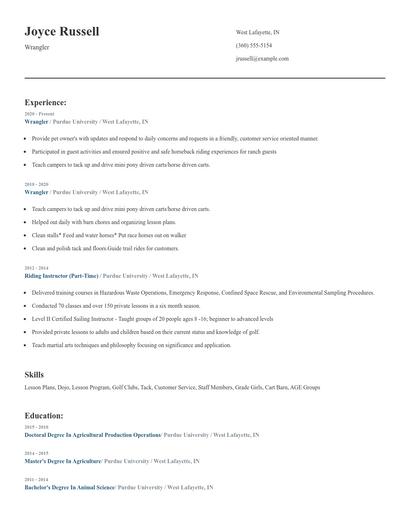 Wrangler Resume