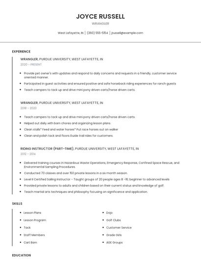 Wrangler Resume
