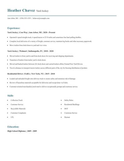 Yard Jockey Resume