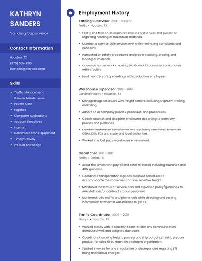 Yarding Supervisor Resume