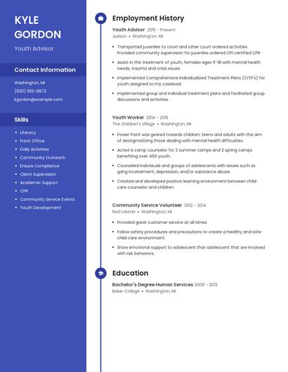 Youth Advisor Resume