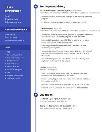 Youth Development Extension Agent Resume