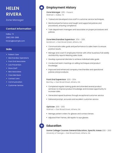 Zone Manager Resume