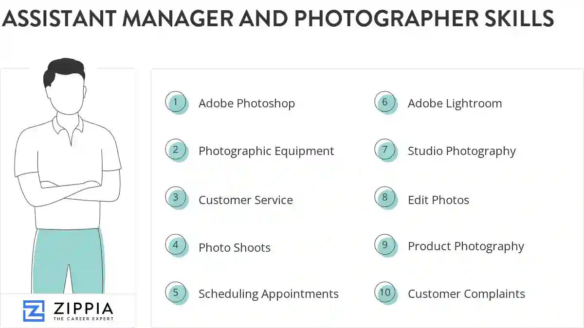 Assistant manager and photographer skills