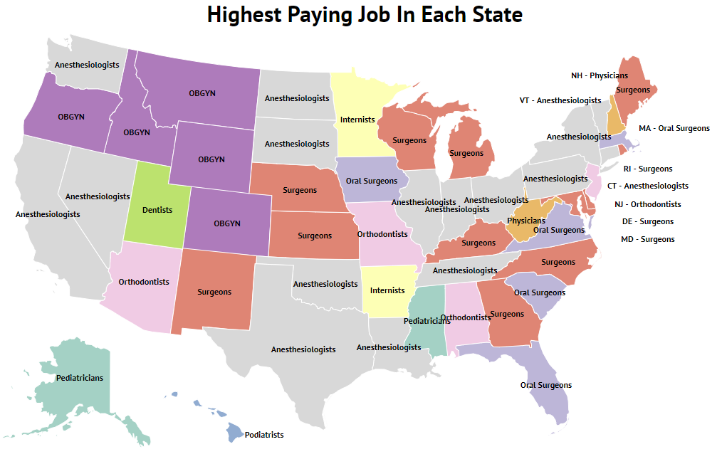 These Are The Highest (And Lowest) Paying Jobs In Each State For 2018