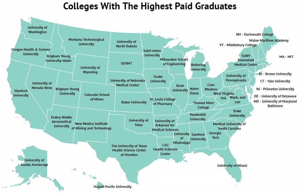 Colleges With The Highest Earning Graduates Map