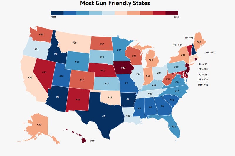 gun laws by state map Here Are The Most And Least Gun Friendly States Zippia gun laws by state map