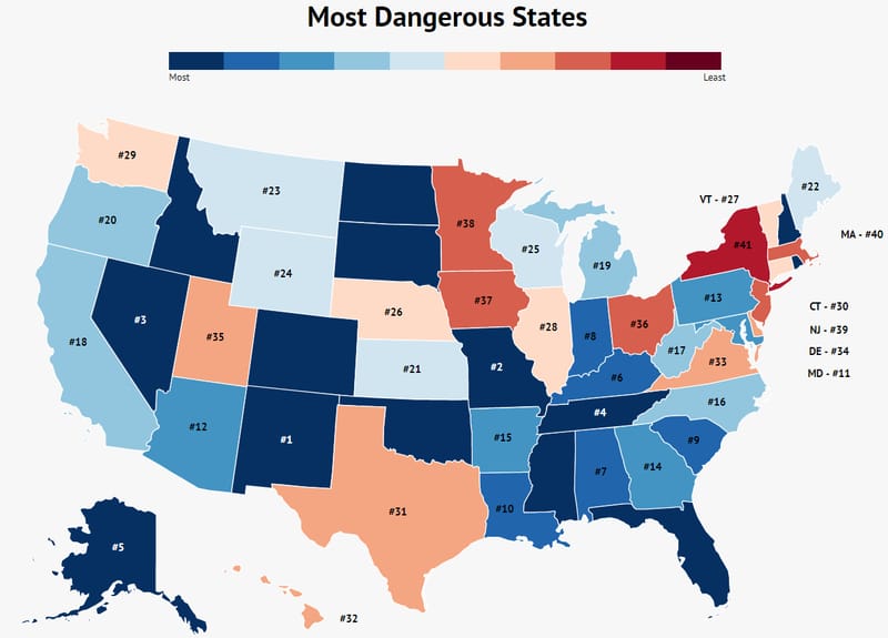 Most Dangerous States Map